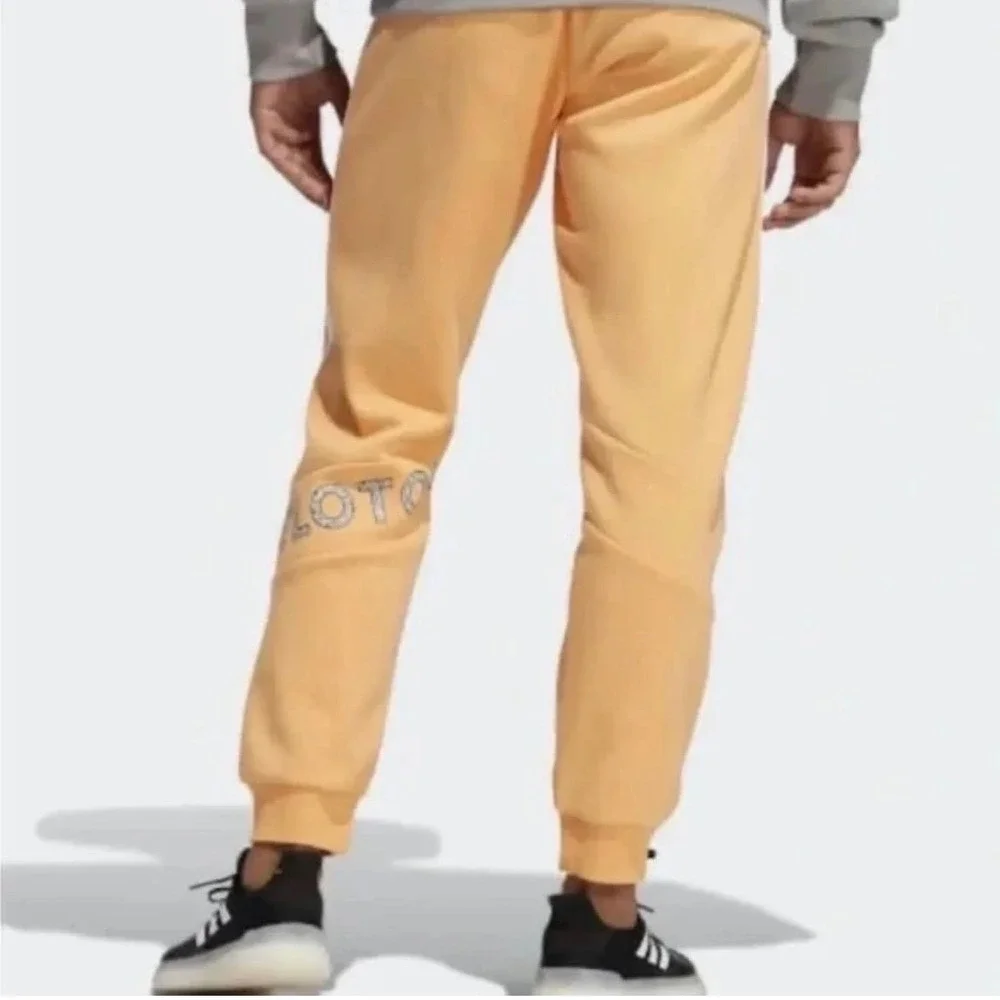 Adidas Peloton Joggers Mens XL Acid Orange Peach Unisex Womens Sweatpants Collab